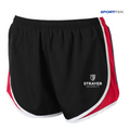 STRAYER Sport-Tek® Ladies Cadence Short-BLACK/RED