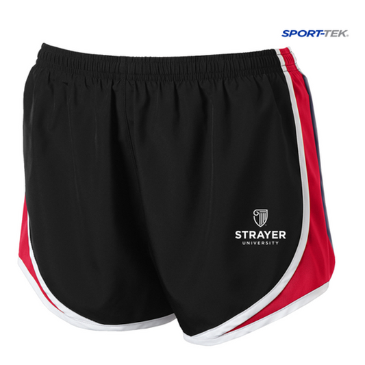 NEW STRAYER Sport-Tek® Ladies Cadence Short-BLACK/RED