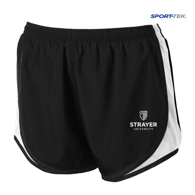 STRAYER Sport-Tek® Ladies Cadence Short-BLACK/WHITE