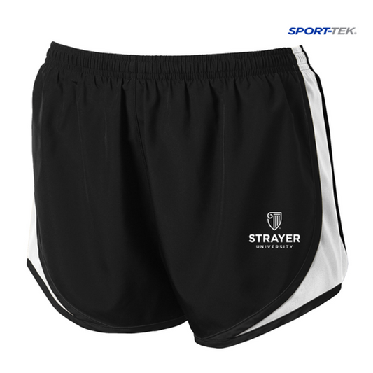 NEW STRAYER Sport-Tek® Ladies Cadence Short-BLACK/WHITE