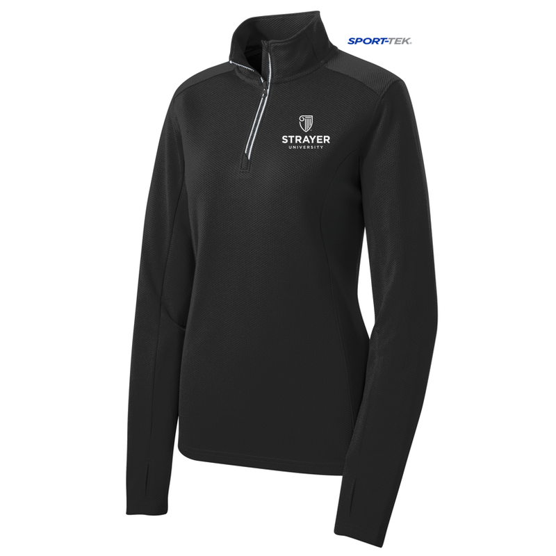 STRAYER Sport-Tek® Ladies Sport-Wick® Textured 1/4-Zip Pullover-BLACK