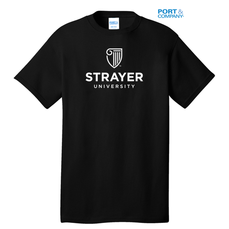 NEW STRAYER Port & Company® - Core Cotton Tee-JET BLACK