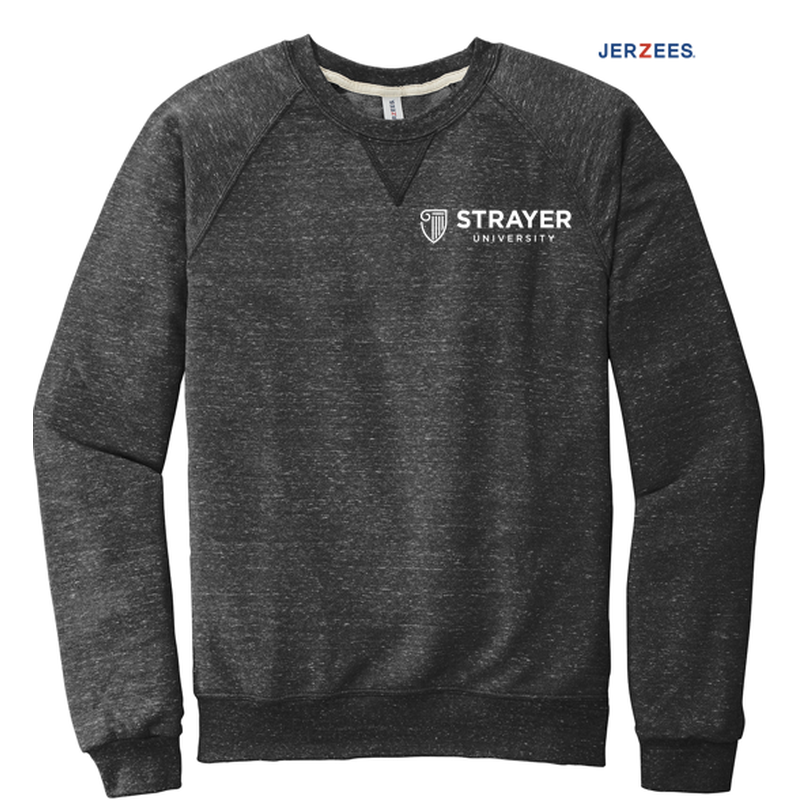 STRAYER JERZEES ® Snow Heather French Terry Raglan Crew-BLACK