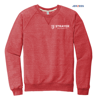 NEW STRAYER JERZEES ® Snow Heather French Terry Raglan Crew-RED