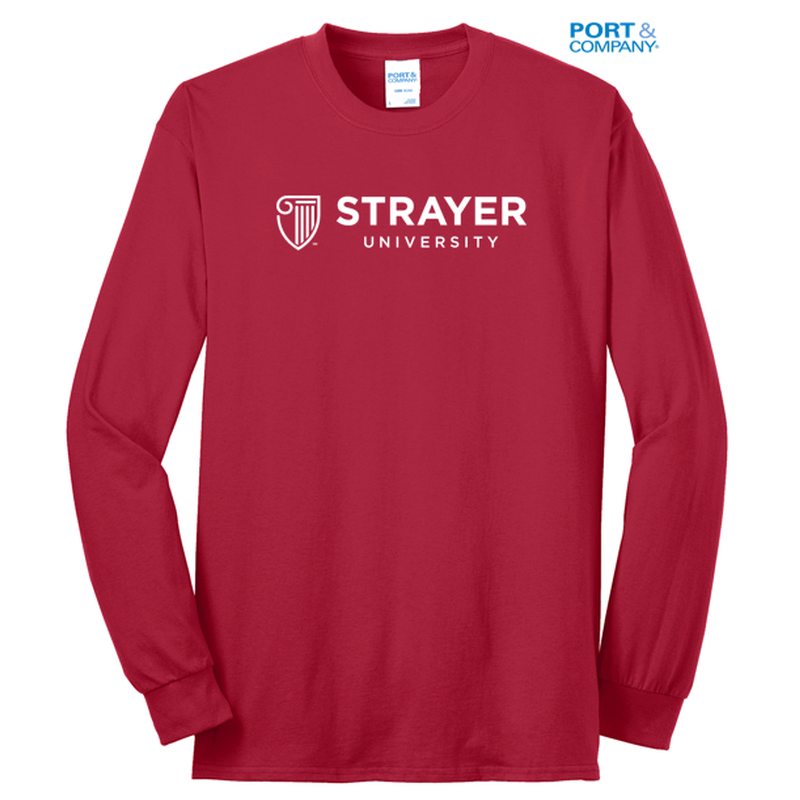 NEW STRAYER Port & Company® - Long Sleeve Core Blend Tee-RED