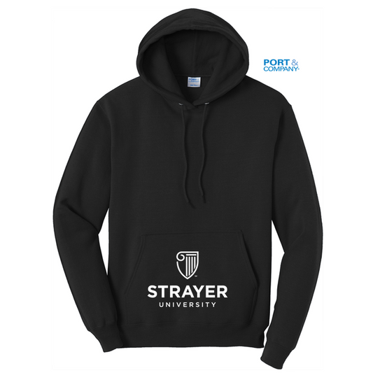 NEW STRAYER Port & Company® Core Fleece Pullover Hooded Sweatshirt-Black