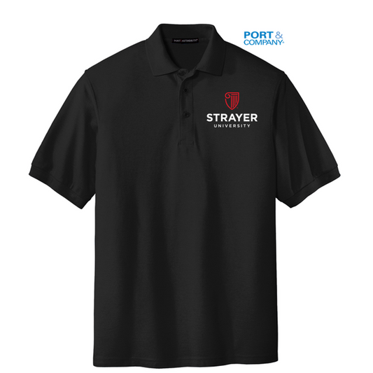 NEW STRAYER Port Authority® Silk Touch™ Polo-Black