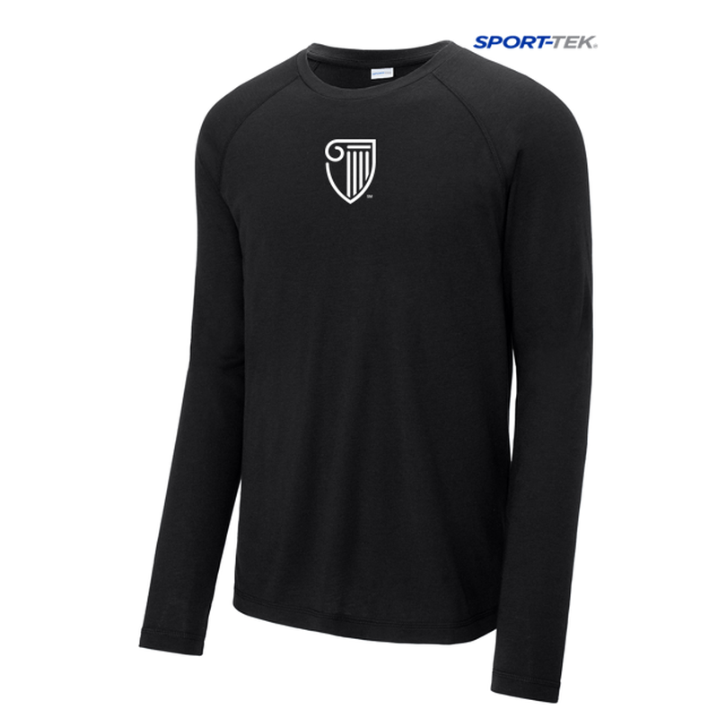 STRAYER Sport-Tek ® PosiCharge ® Long Sleeve Tri-Blend Wicking Raglan Tee-BLACK