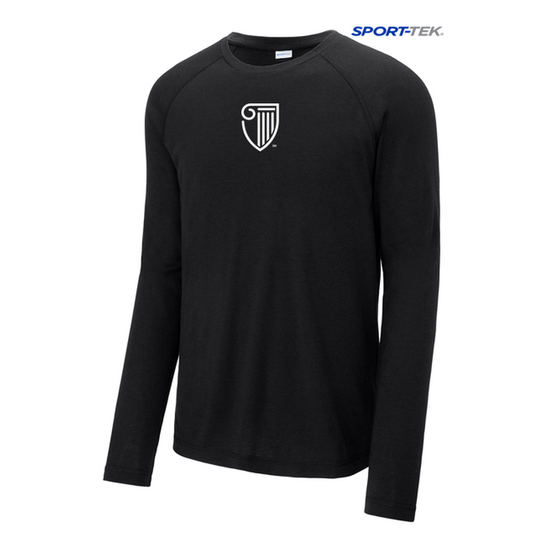 NEW STRAYER Sport-Tek ® PosiCharge ® Long Sleeve Tri-Blend Wicking Raglan Tee-BLACK