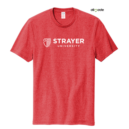 NEW STRAYER Allmade® Unisex Recycled Blend Tee Reclaimed Red Heather