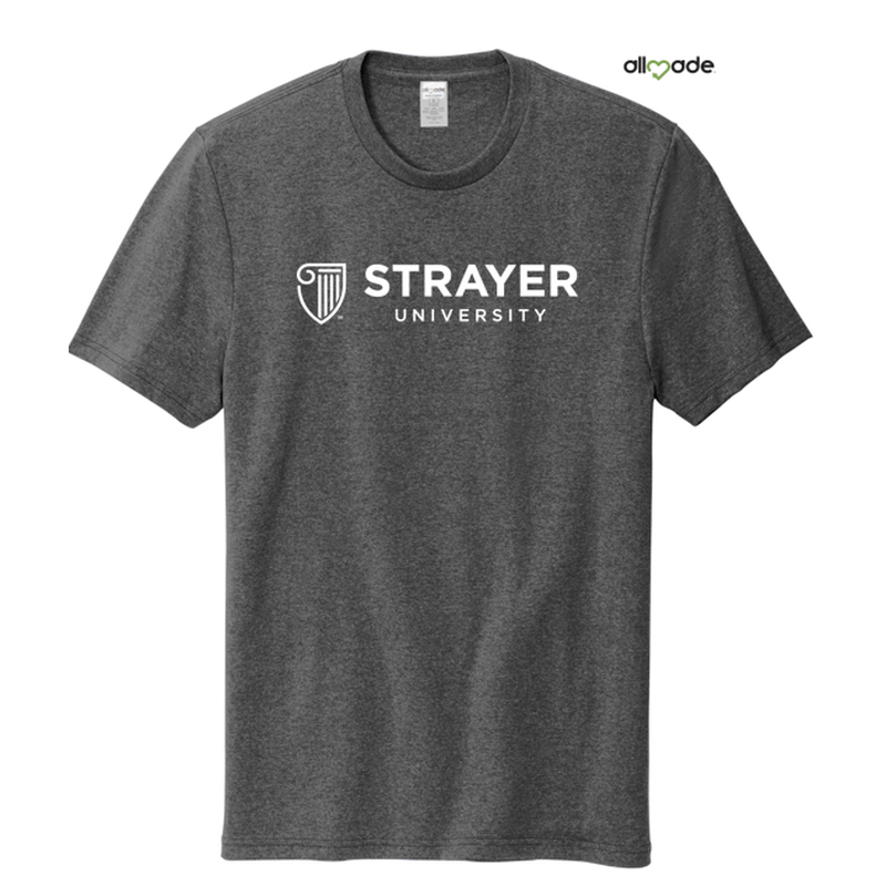 NEW STRAYER Allmade® Unisex Recycled Blend Tee Reloaded Charcoal Heather