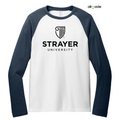 STRAYER Allmade® Unisex Tri-Blend Long Sleeve Colorblock Raglan - Rebel Blue/ Bright White