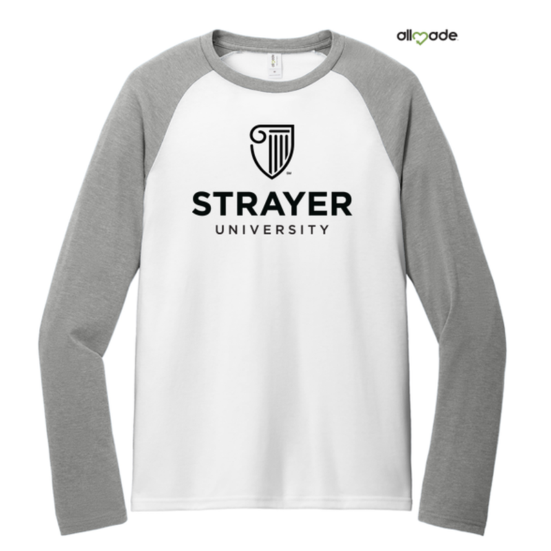 STRAYER Allmade® Unisex Tri-Blend Long Sleeve Colorblock Raglan - luminum Grey/ Bright White