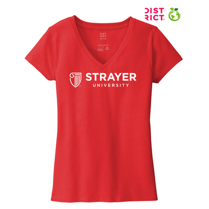 NEW STRAYER District ® Women’s Re-Tee ® V-Neck - Ruby Red