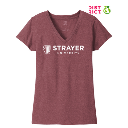 NEW STRAYER District ® Women’s Re-Tee ® V-Neck - Maroon Heather