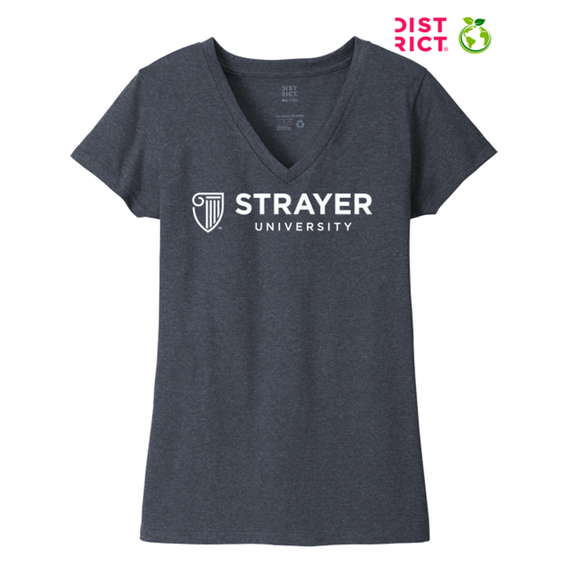 STRAYER District ® Women’s Re-Tee ® V-Neck - Heathered Navy