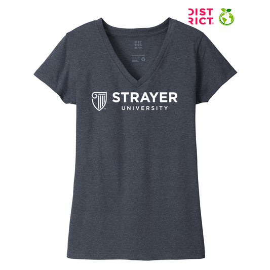 NEW STRAYER District ® Women’s Re-Tee ® V-Neck - Heathered Navy