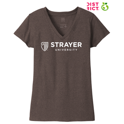 NEW STRAYER District ® Women’s Re-Tee ® V-Neck - Deep Brown Heather