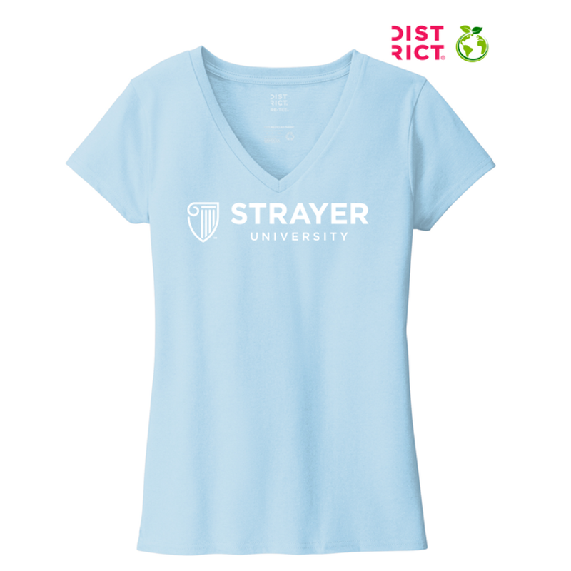 STRAYER District ® Women’s Re-Tee ® V-Neck - Crystal Blue