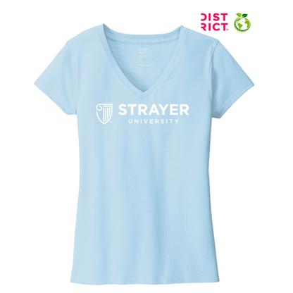 NEW STRAYER District ® Women’s Re-Tee ® V-Neck - Crystal Blue