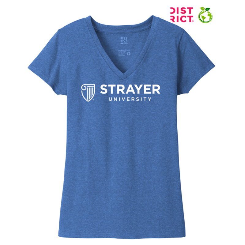 STRAYER District ® Women’s Re-Tee ® V-Neck - Blue Heather