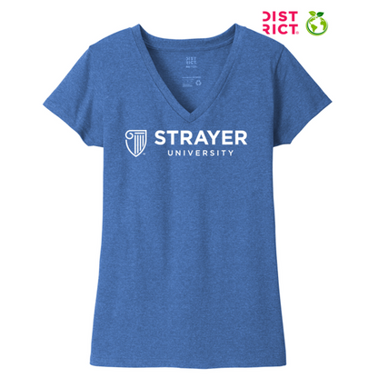 NEW STRAYER District ® Women’s Re-Tee ® V-Neck - Blue Heather