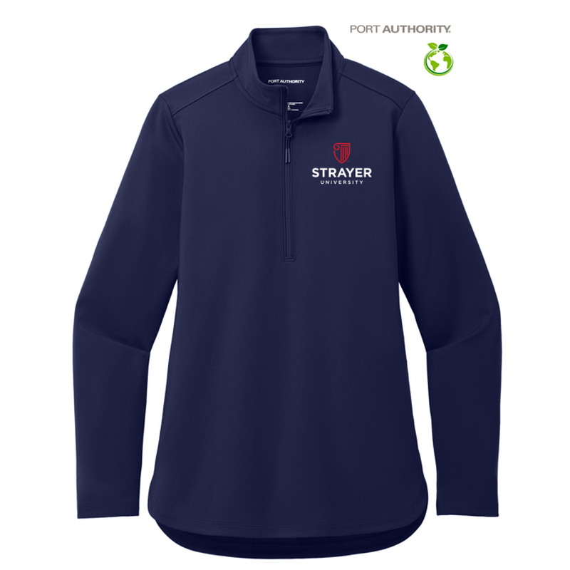 STRAYER Port Authority® Ladies C-FREE® Double Knit 1/4-Zip - True Navy