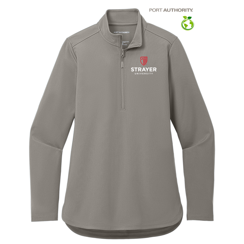 STRAYER Port Authority® Ladies C-FREE® Double Knit 1/4-Zip - Smoke Grey