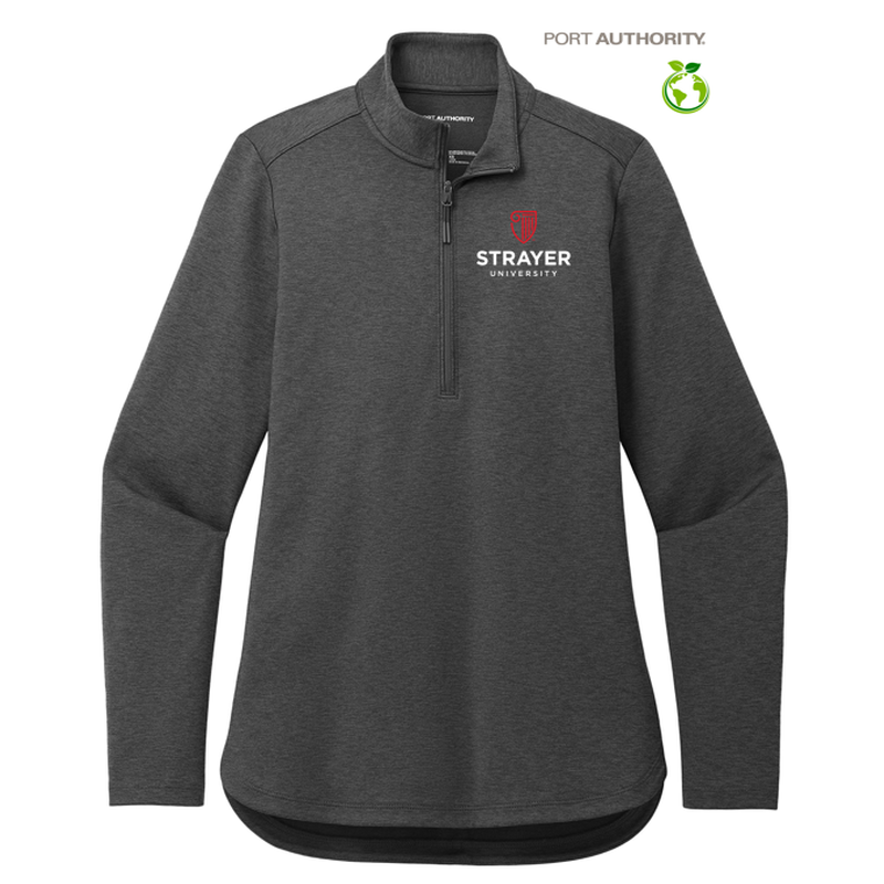 STRAYER Port Authority® Ladies C-FREE® Double Knit 1/4-Zip - Grey Steel Heather