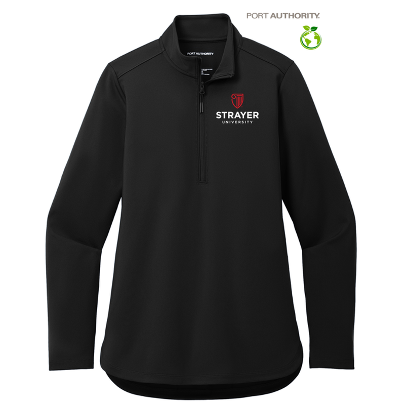STRAYER Port Authority® Ladies C-FREE® Double Knit 1/4-Zip - Deep Black