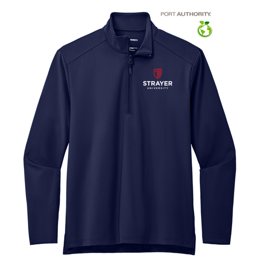 NEW STRAYER Port Authority® C-FREE® Double Knit 1/4-Zip - True Navy