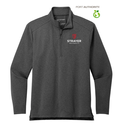 NEW STRAYER Port Authority® C-FREE® Double Knit 1/4-Zip - Grey Steel Heather