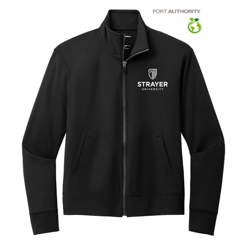 STRAYER Port Authority® Ladies C-FREE® Double Knit Full-Zip - Deep Black Grey Steel Heather