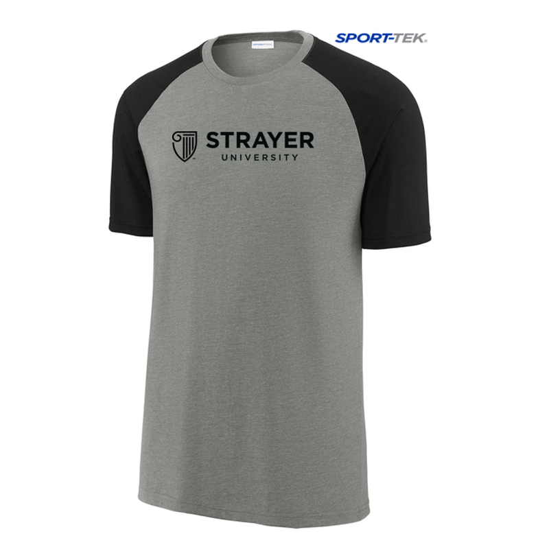STRAYER Sport-Tek® Halftime Raglan Tee - Black/ Vintage Heather