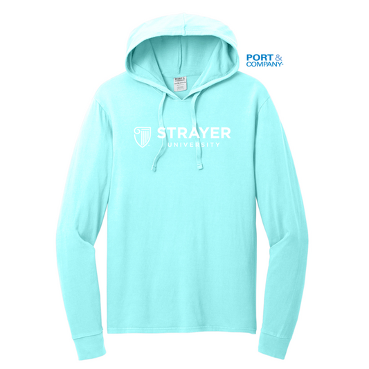 NEW STRAYER Port & Company® Beach Wash® Garment-Dyed Pullover Hooded Tee - Glacier