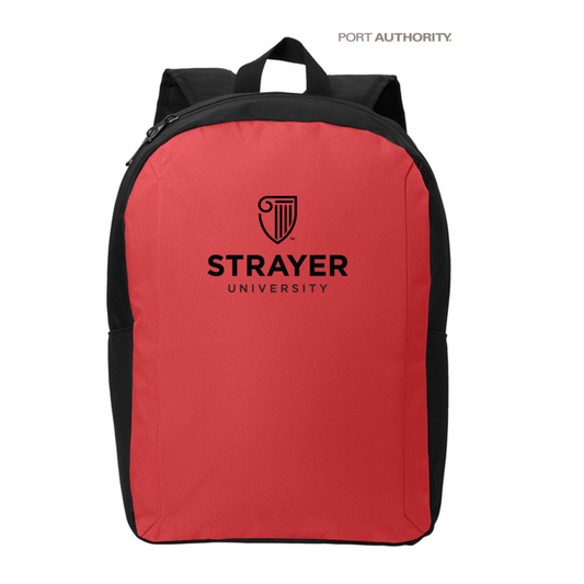 NEW STRAYER Port Authority® Modern Backpack - Rich Red/ Black