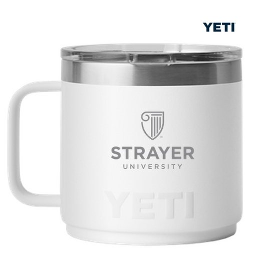 NEW STRAYER YETI RAMBLER 14 OZ MUG WITH MAGSLIDER LID - WHITE