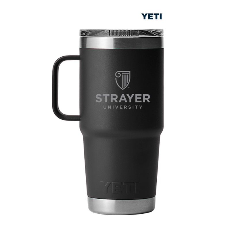 STRAYER YETI RAMBLER 20 OZ TRAVEL MUG WITH STRONGHOLD LID - BLACK