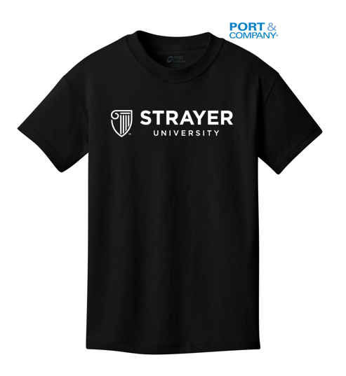 NEW STRAYER Port & Company® Youth Core Cotton Tee - Black