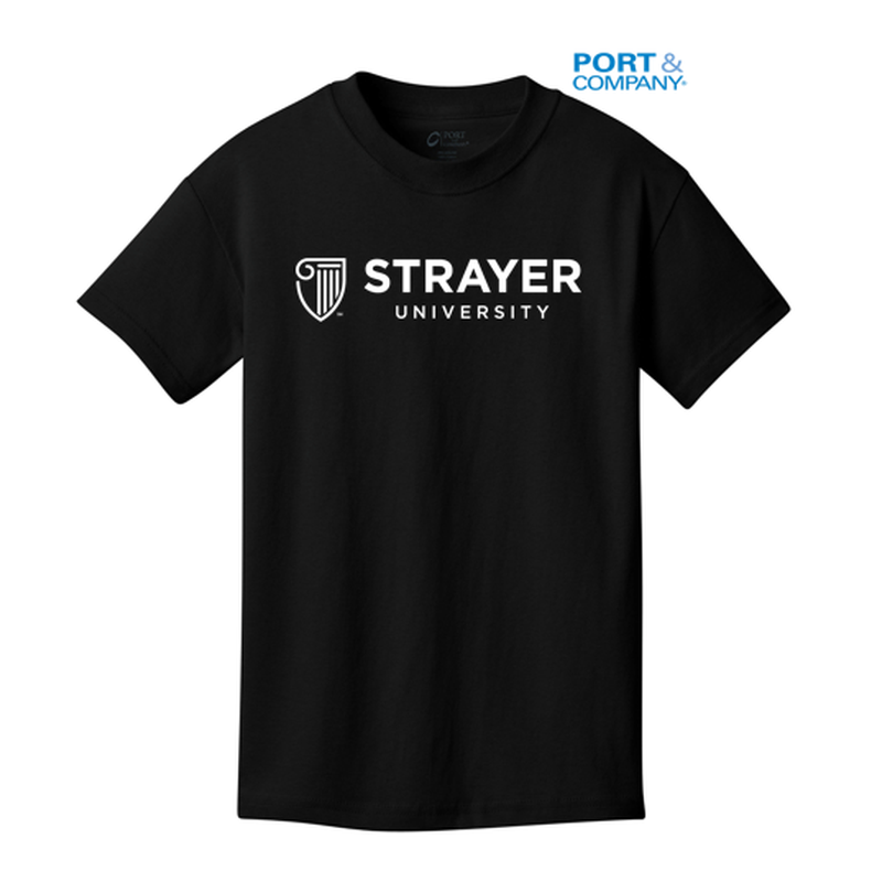 STRAYER Port & Company® Youth Core Cotton Tee - Black
