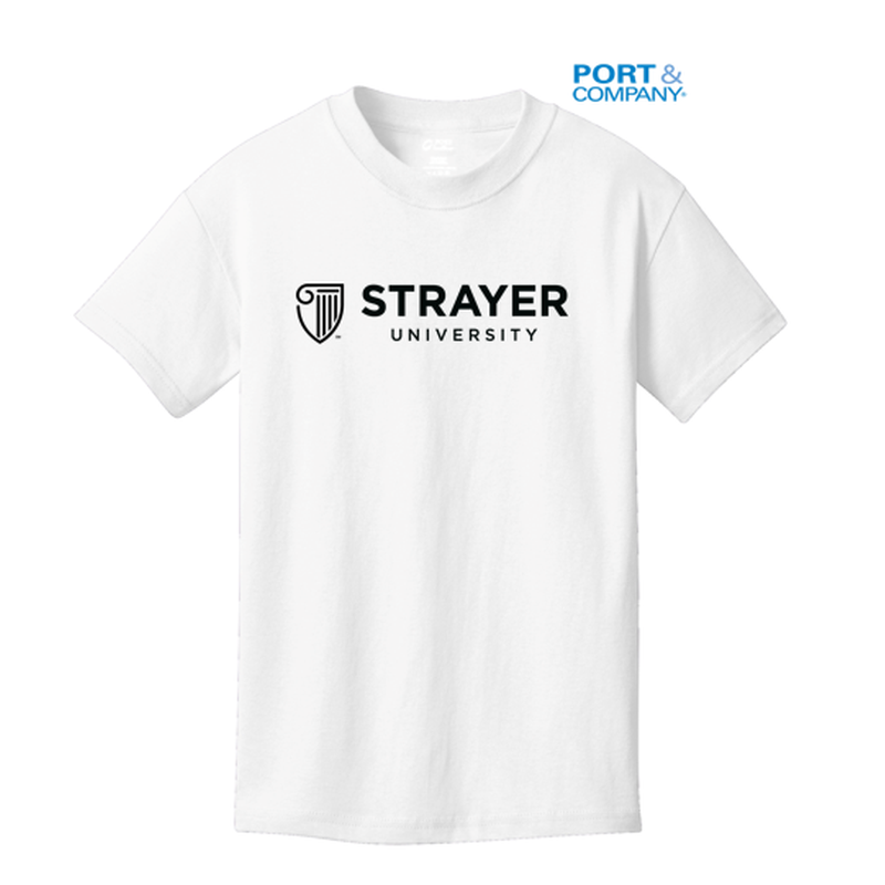 STRAYER Port & Company® Youth Core Cotton Tee - White