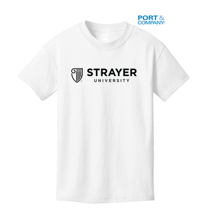 NEW STRAYER Port & Company® Youth Core Cotton Tee - White