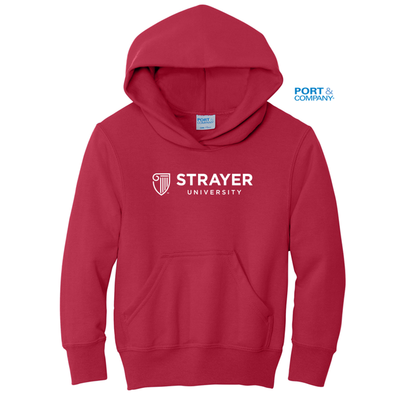 STRAYER Port & Company® Youth Core Fleece Pullover Hooded Sweatshirt - RED