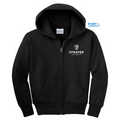 STRAYER Port & Company® Youth Core Fleece Full-Zip Hooded Sweatshirt - BLACK