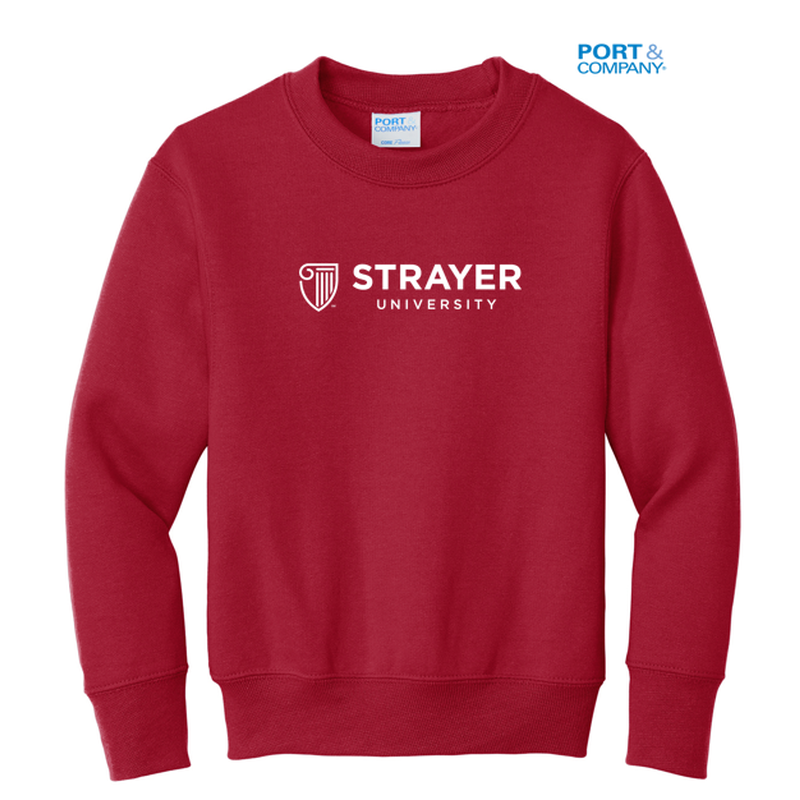 STRAYER Port & Company® Youth Core Fleece Crewneck Sweatshirt - RED