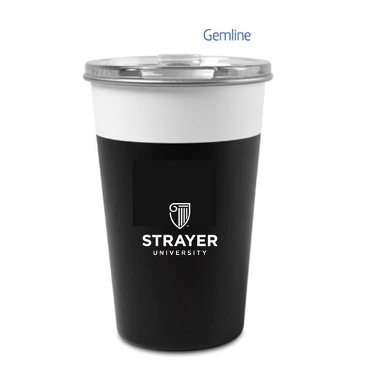 NEW STRAYER GEMLINE Arlo Stainless Steel Tumbler - 14 Oz. - White-Black