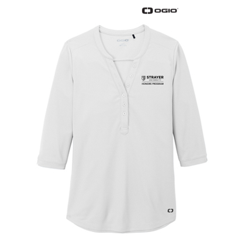 STRAYER HONORS - OGIO ® Ladies Jewel Henley - Bright White