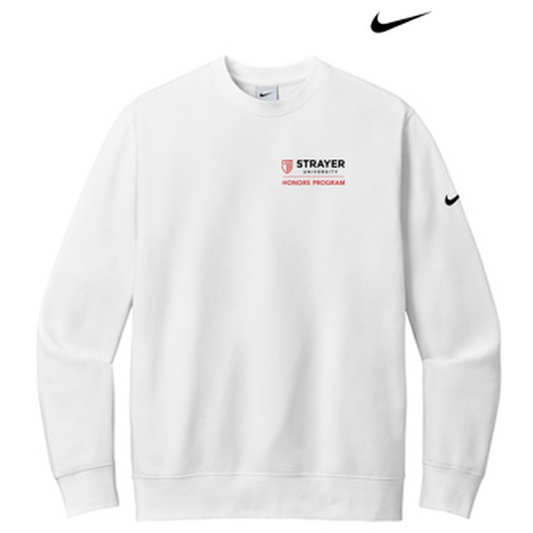 NEW STRAYER HONORS - Nike Club Fleece Sleeve Swoosh Crew - White