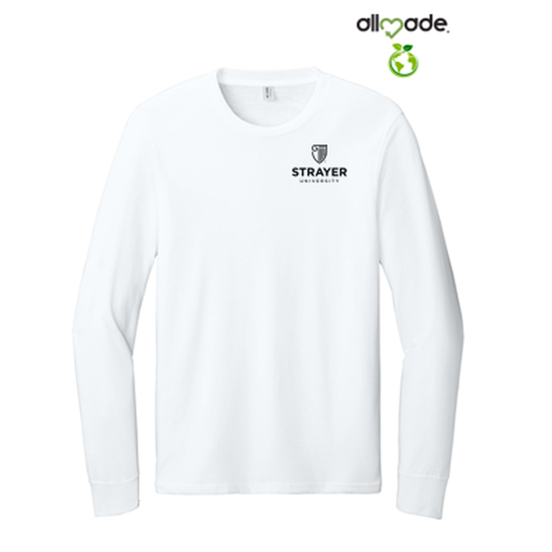 NEW STRAYER Allmade® Unisex Long Sleeve Organic Cotton Tee - Bright White