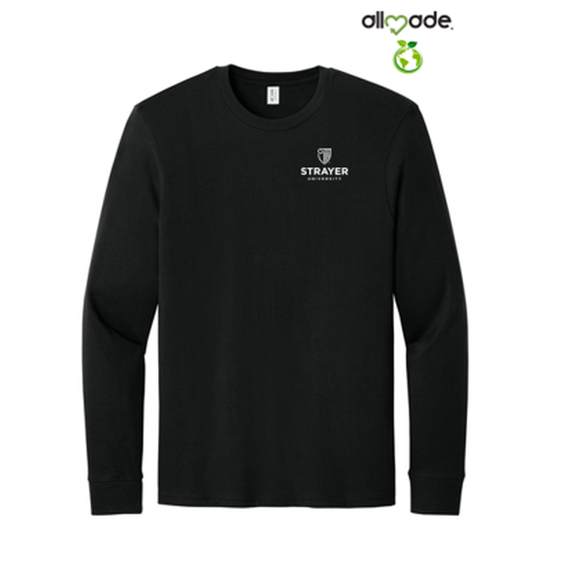 NEW STRAYER Allmade® Unisex Long Sleeve Organic Cotton Tee - Deep Black